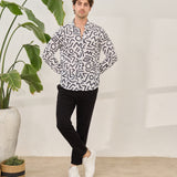 Cămașă Everhold, Albă cu Modele Negre