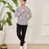 Cămașă Everhold, Albă cu Modele Negre