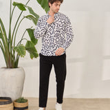 Cămașă Everhold, Albă cu Modele Negre