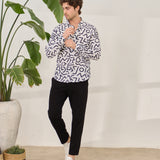 Cămașă Everhold, Albă cu Modele Negre