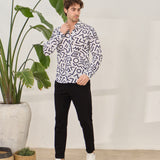 Cămașă Everhold, Albă cu Modele Negre