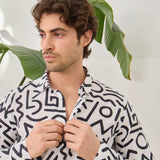 Cămașă Everhold, Albă cu Modele Negre