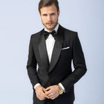 Costum Ceremonie Negru cu Guler Sal, costum negru, costum roz negru, costum negru elegant, costum fancy, costum birou, costum eveniment special, costum nunta, costum ceremonie, costum elegant, costum birou, costume barbat, costume cluj, costume targu mures, pantaloni costum, costum lejer, bernese milano, men’s club
