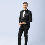 Costum Ceremonie Negru cu Guler Sal, costum negru, costum roz negru, costum negru elegant, costum fancy, costum birou, costum eveniment special, costum nunta, costum ceremonie, costum elegant, costum birou, costume barbat, costume cluj, costume targu mures, pantaloni costum, costum lejer, bernese milano, men’s club