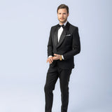 Costum Ceremonie Negru cu Guler Sal, costum negru, costum roz negru, costum negru elegant, costum fancy, costum birou, costum eveniment special, costum nunta, costum ceremonie, costum elegant, costum birou, costume barbat, costume cluj, costume targu mures, pantaloni costum, costum lejer, bernese milano, men’s club