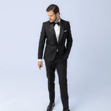 Costum Ceremonie Negru cu Guler Sal, costum negru, costum roz negru, costum negru elegant, costum fancy, costum birou, costum eveniment special, costum nunta, costum ceremonie, costum elegant, costum birou, costume barbat, costume cluj, costume targu mures, pantaloni costum, costum lejer, bernese milano, men’s club