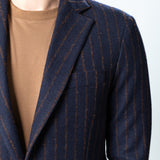 Sacou Casual Navy cu Dungi Maro