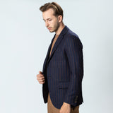 Sacou Casual Navy cu Dungi Maro