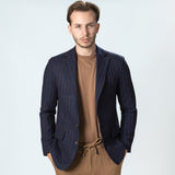 Sacou Casual Navy cu Dungi Maro