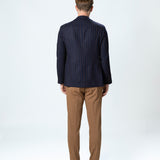 Sacou Casual Navy cu Dungi Maro