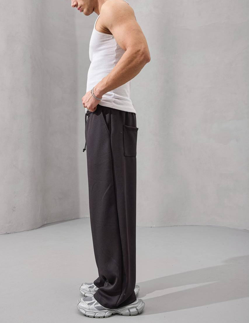 Pantaloni Wide-Leg Co-ord – Negru