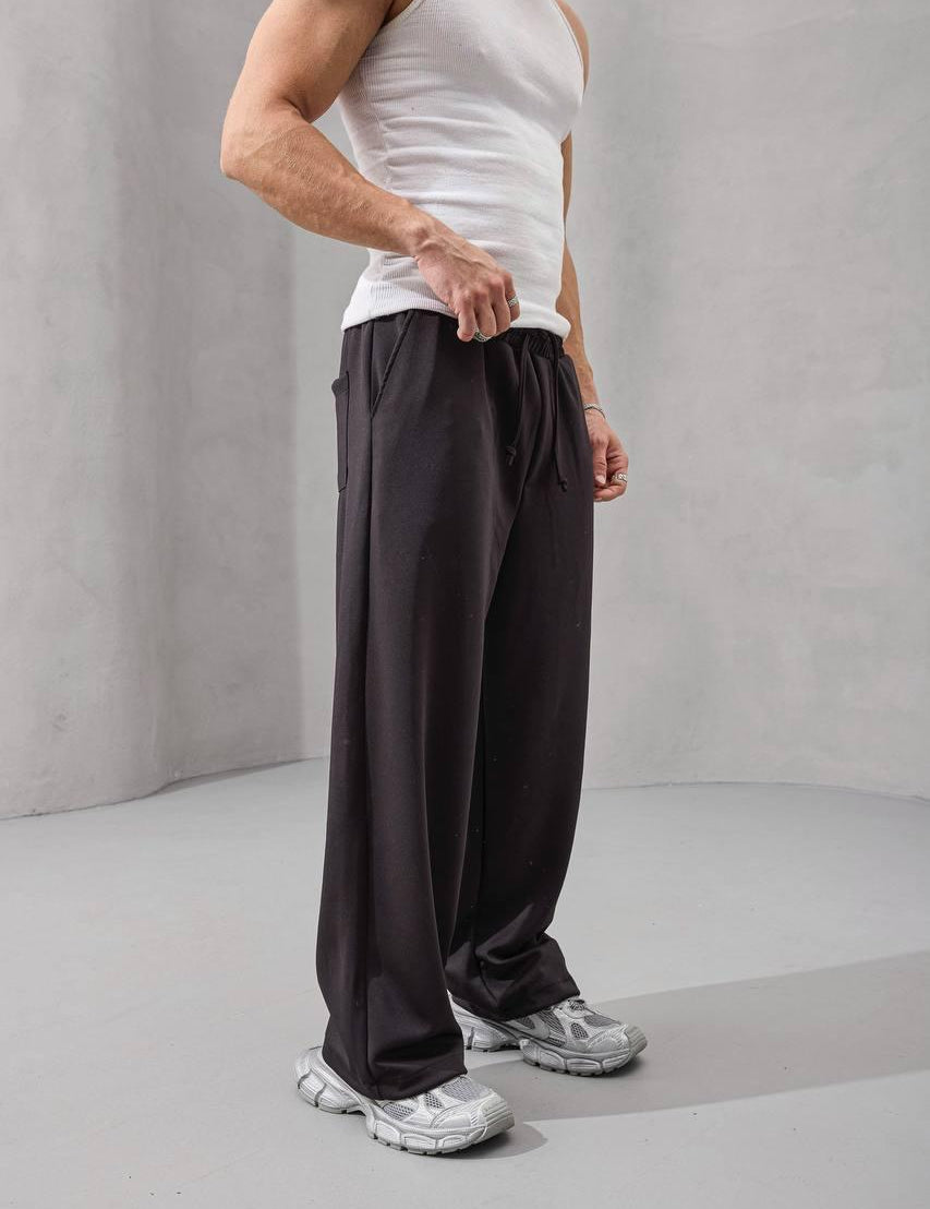 Pantaloni Wide-Leg Co-ord – Negru