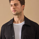 Overshirt Everhold, Bumbac, Negru