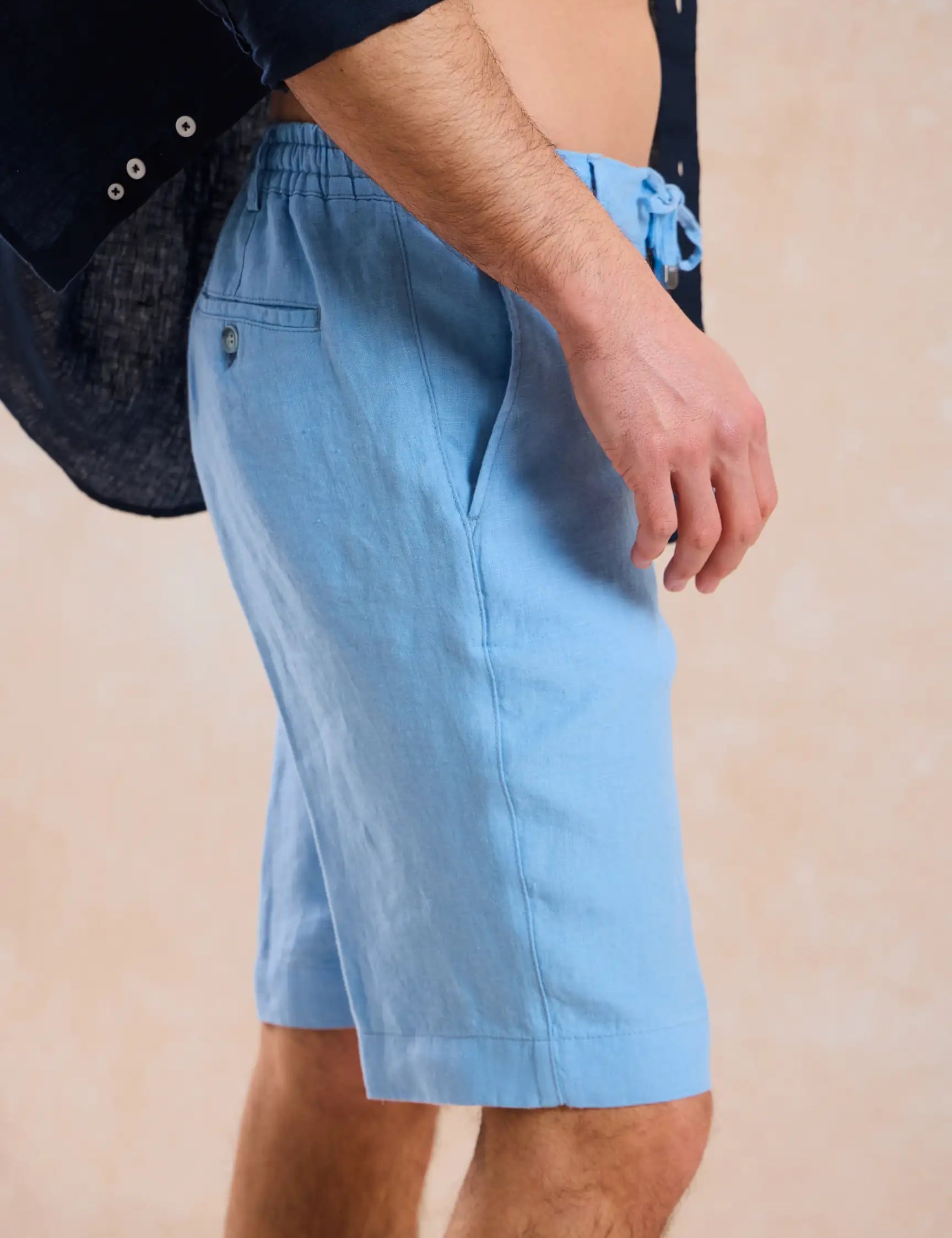 Pantaloni Scurți cu Talie Elastică, Albastru