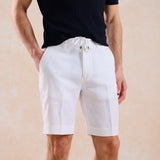 Pantaloni Scurți cu Talie Elastică, Alb