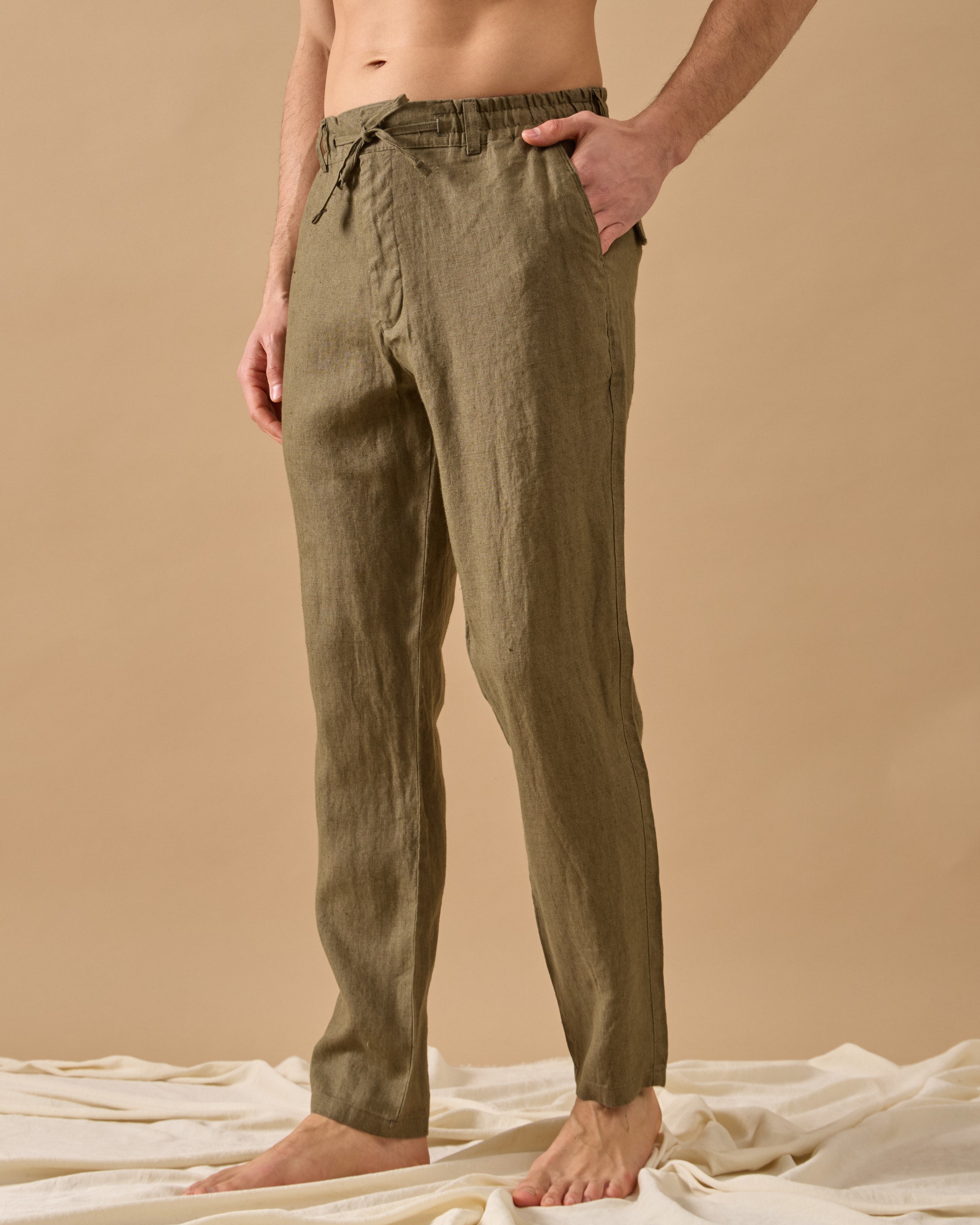 Pantaloni Everhold, Talie Elastică, Kaki