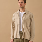 Overshirt Everhold, Bumbac, Crem