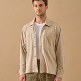 Overshirt Everhold, Bumbac, Crem