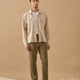 Overshirt Everhold, Bumbac, Crem