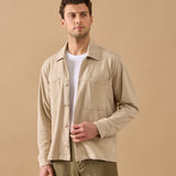 Overshirt Everhold, Bumbac, Crem