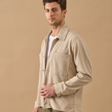 Overshirt Everhold, Bumbac, Crem