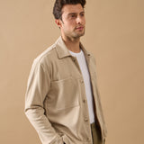 Overshirt Everhold, Bumbac, Crem