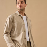 Overshirt Everhold, Bumbac, Crem
