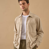 Overshirt Everhold, Bumbac, Crem