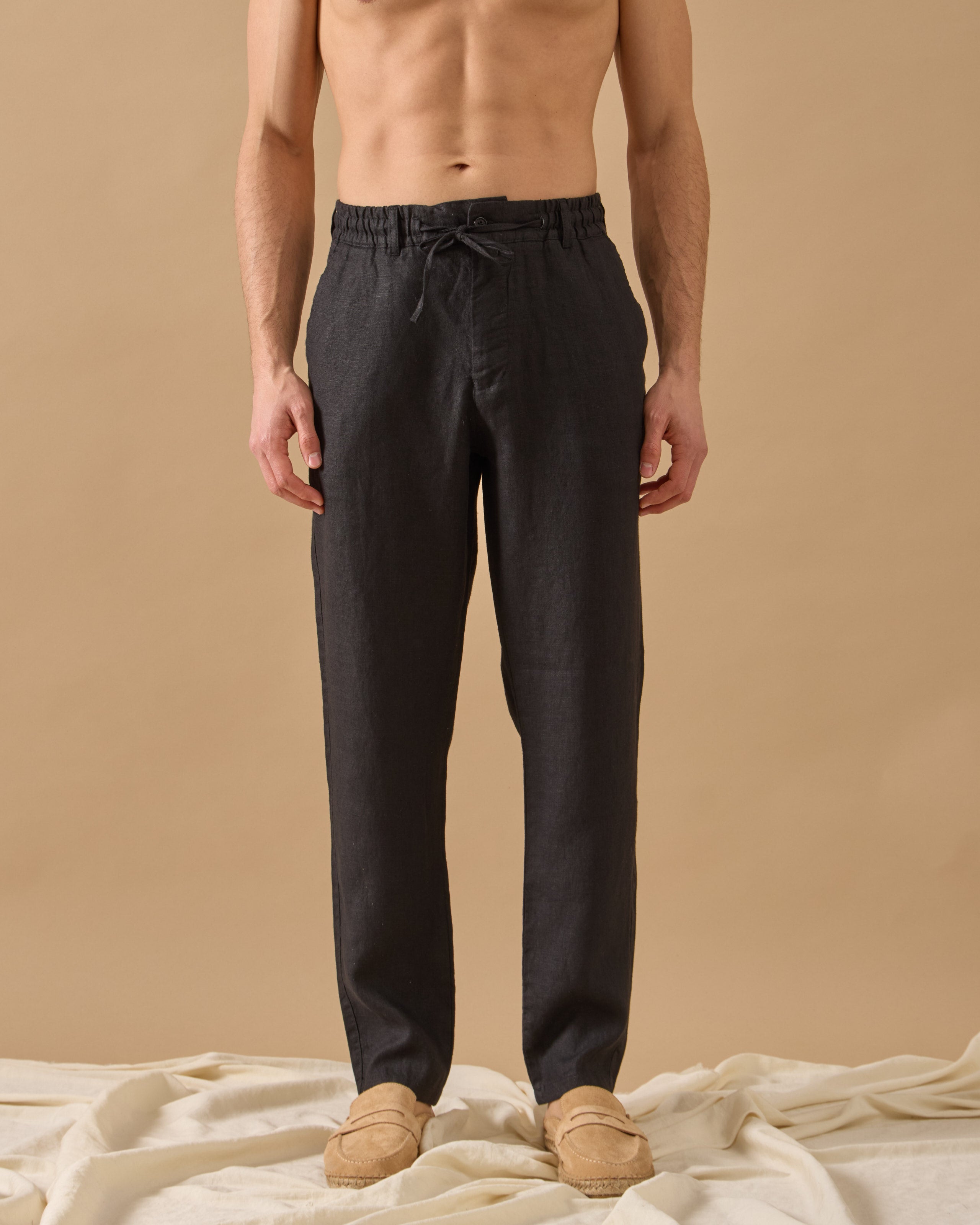 Pantaloni Everhold, Talie Elastică, Negri