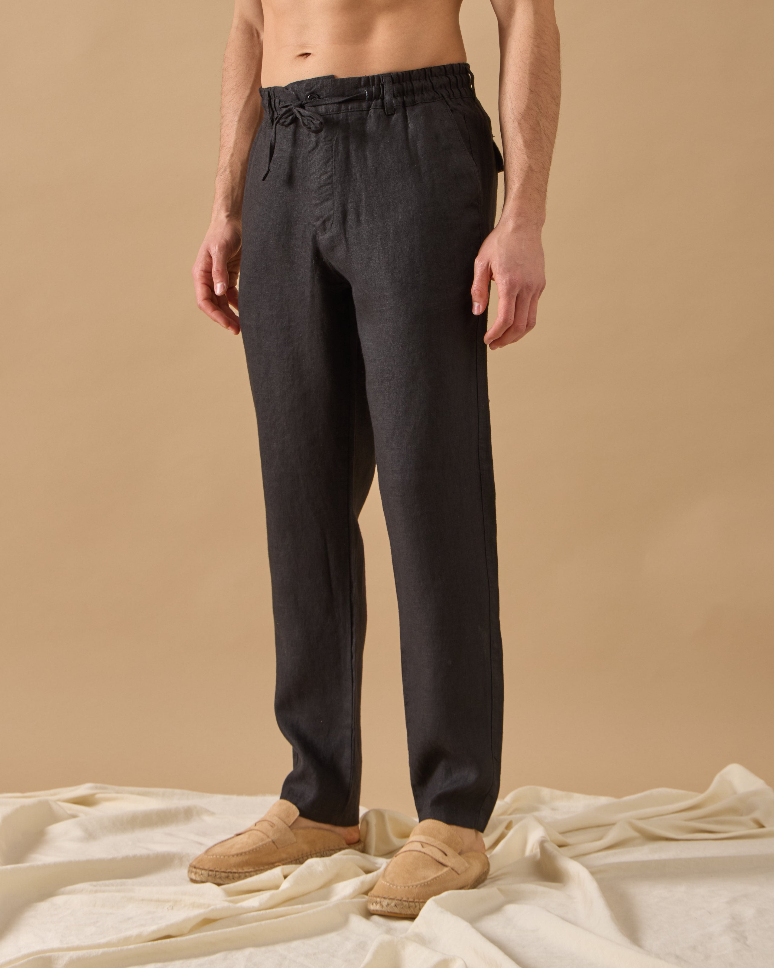 Pantaloni Everhold, Talie Elastică, Negri