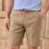Pantaloni Scurți cu Talie Elastică, Brown