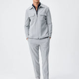 Set Jachetă cu două buzunare și pantaloni - Light Grey