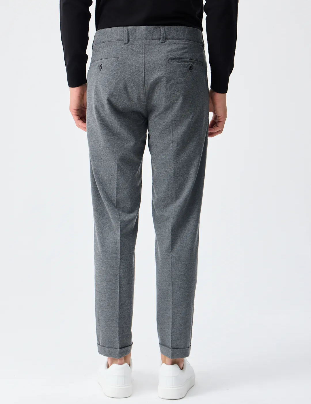 Pantaloni cu pliuri din mix de lână - gri
