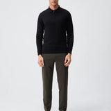 Pulover polo cu fermoar – amestec cașmir - negru