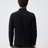Pulover polo cu fermoar – amestec cașmir - negru