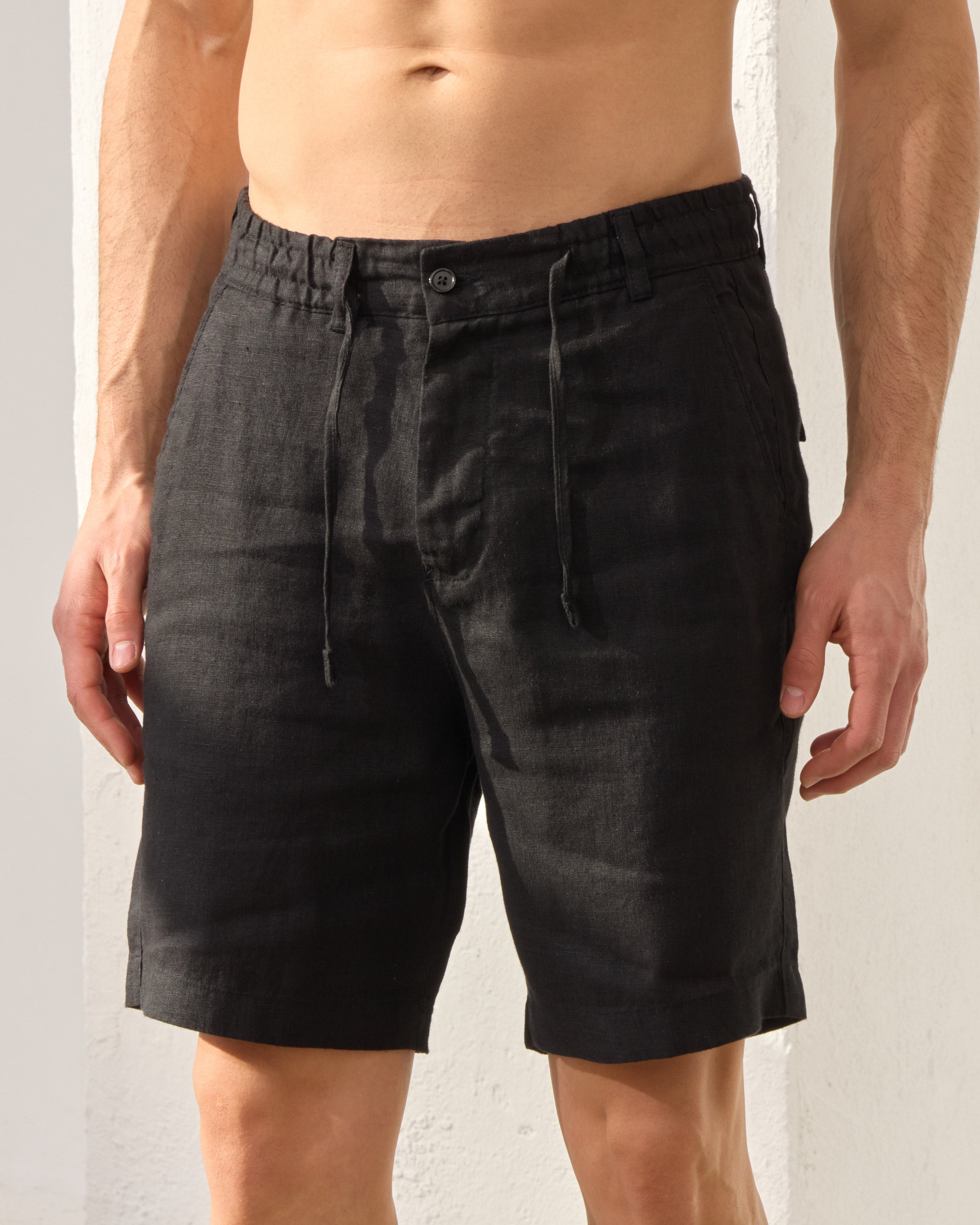 Pantaloni Scurți Everhold, Talie Elastică, Negru