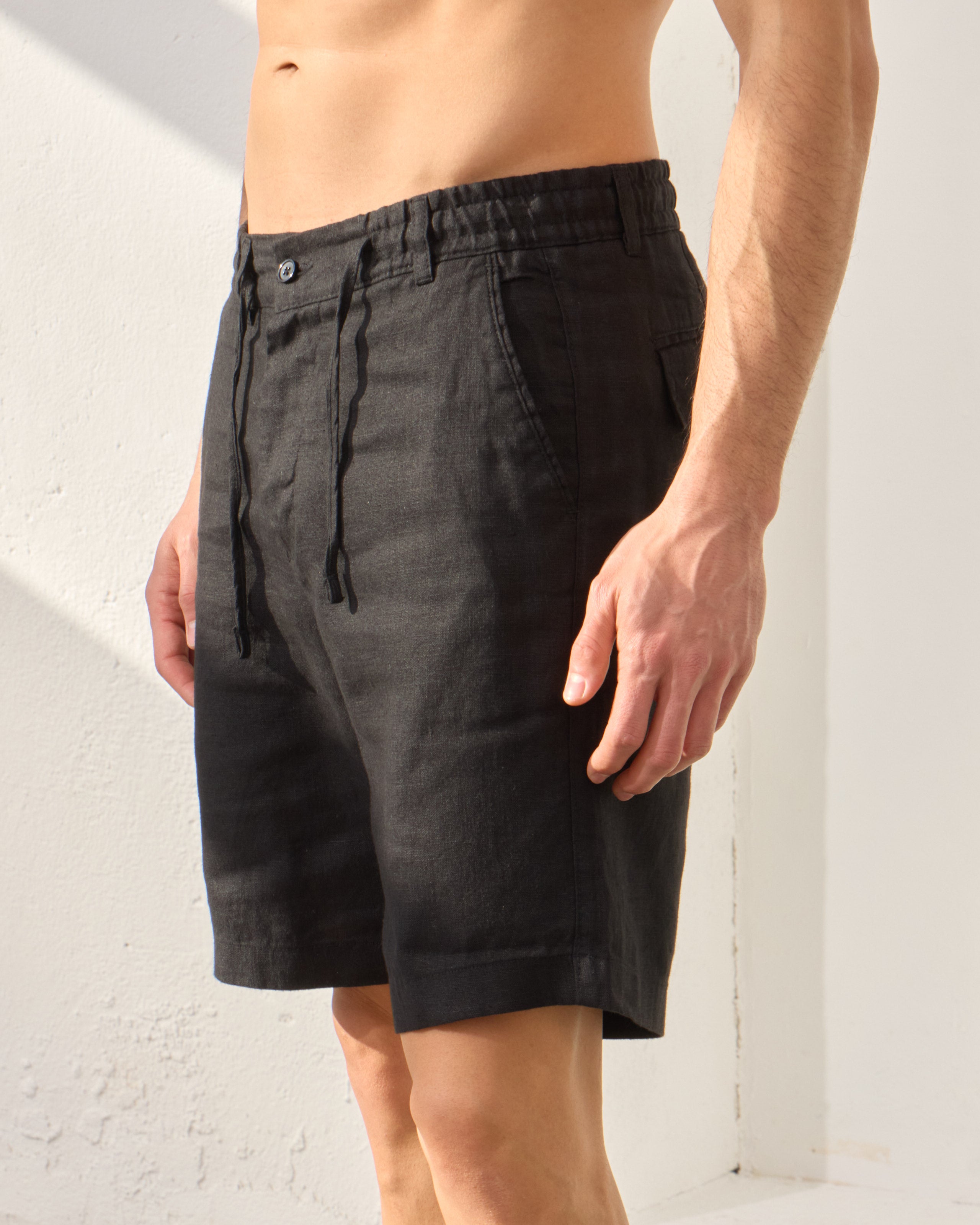 Pantaloni Scurți Everhold, Talie Elastică, Negru