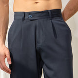 Pantaloni Everhold, Cropped cu Pense, Navy