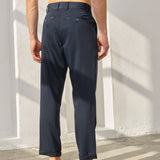 Pantaloni Everhold, Cropped cu Pense, Navy