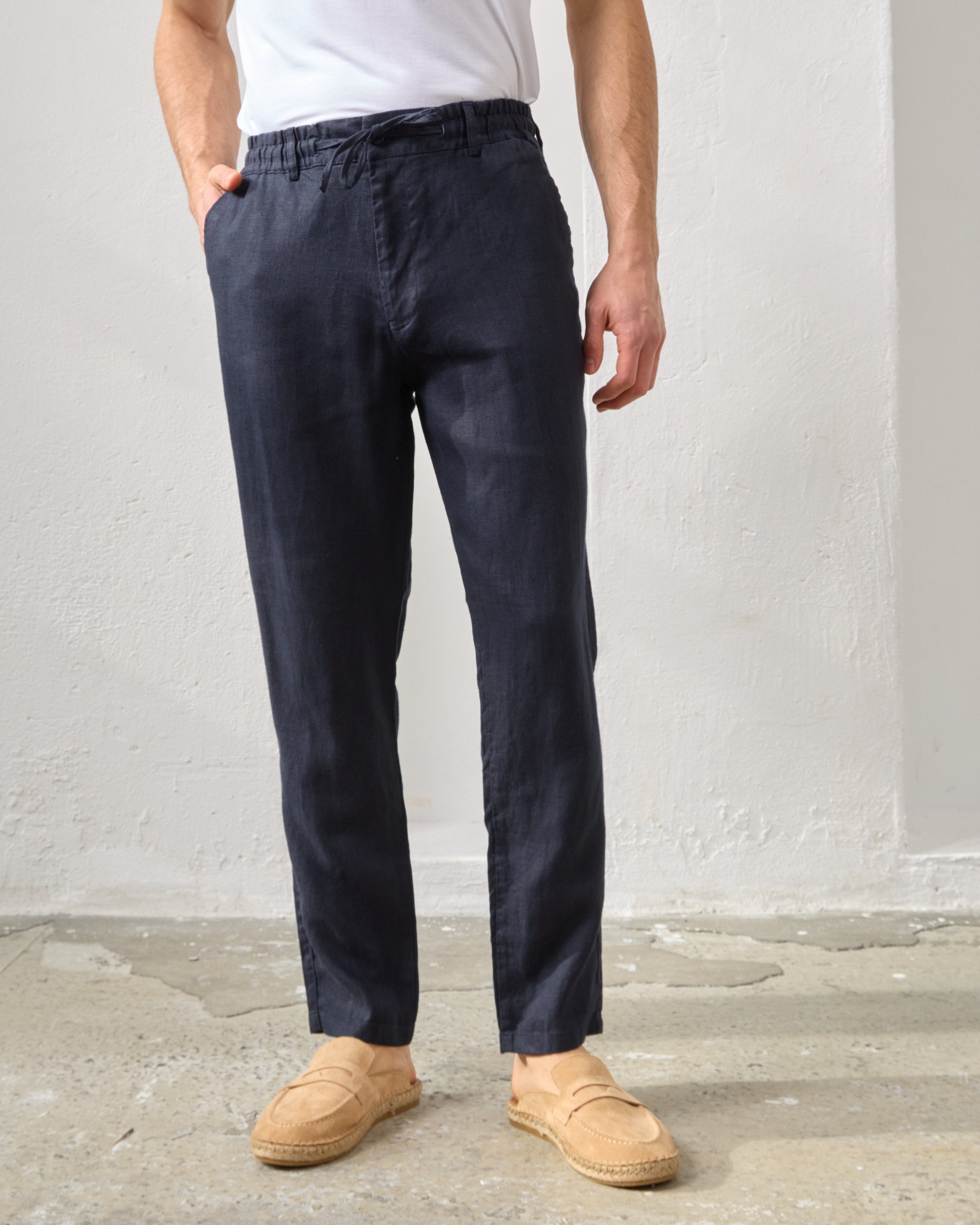 Pantaloni Everhold, Talie Elastică, Navy