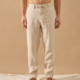 Pantaloni Everhold, Talie Elastică, Crem