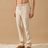 Pantaloni Everhold, Talie Elastică, Crem