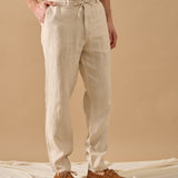 Pantaloni Everhold, Talie Elastică, Crem