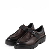 Pantofi Over Size Dark Brown cu cusatură decorativă și cataramă