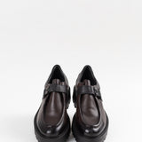 Pantofi Over Size Dark Brown cu cusatură decorativă și cataramă