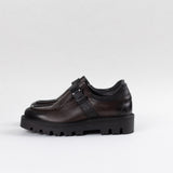 Pantofi Over Size Dark Brown cu cusatură decorativă și cataramă