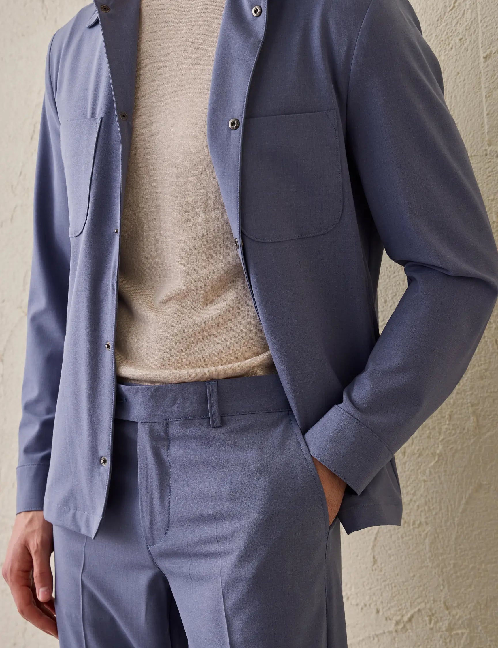 Set Jachetă cu două buzunare și pantaloni - Albastru