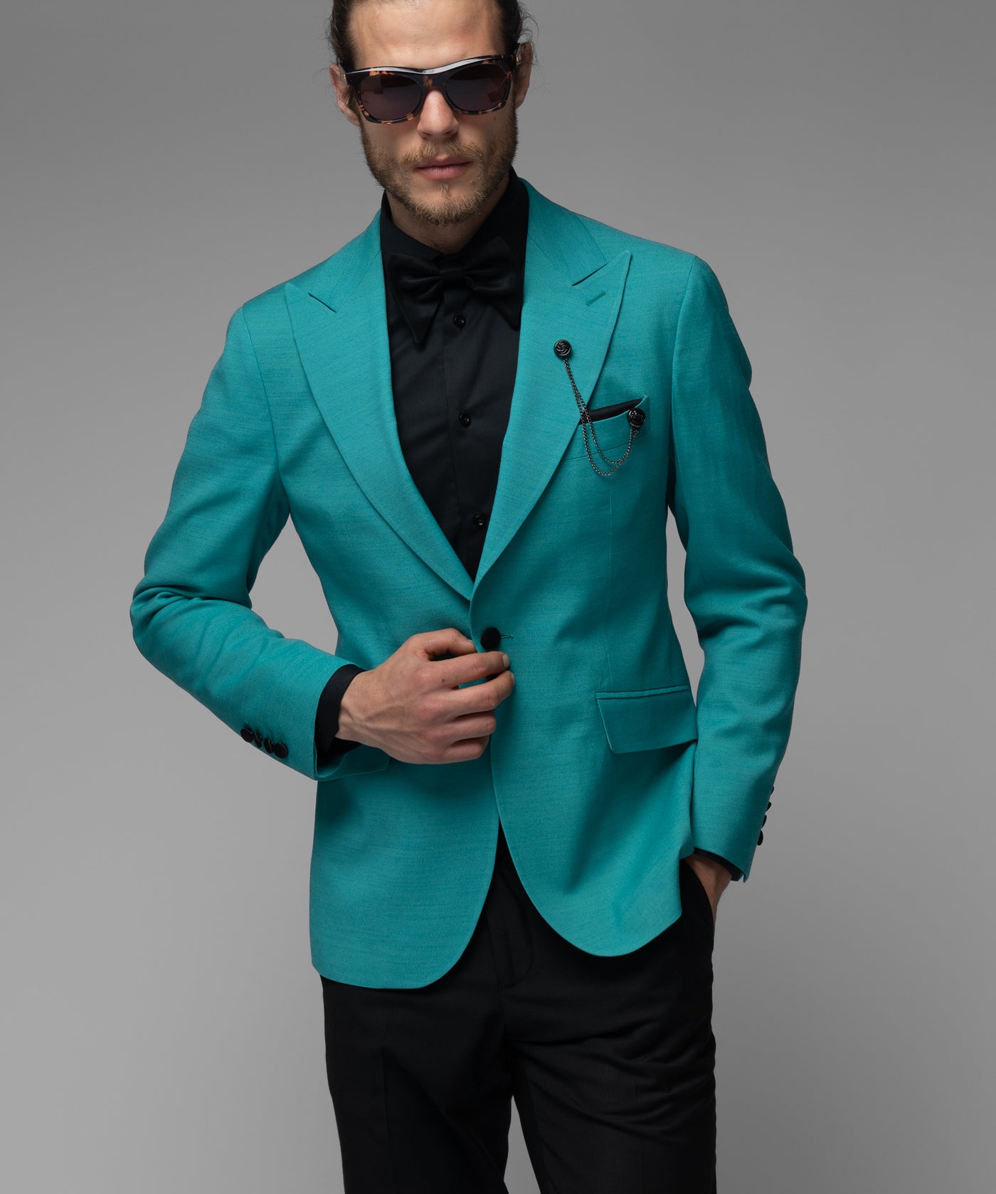 Sacou Barbati, Sacou Turcoaz din Lana, Sacou Barbati Elegant