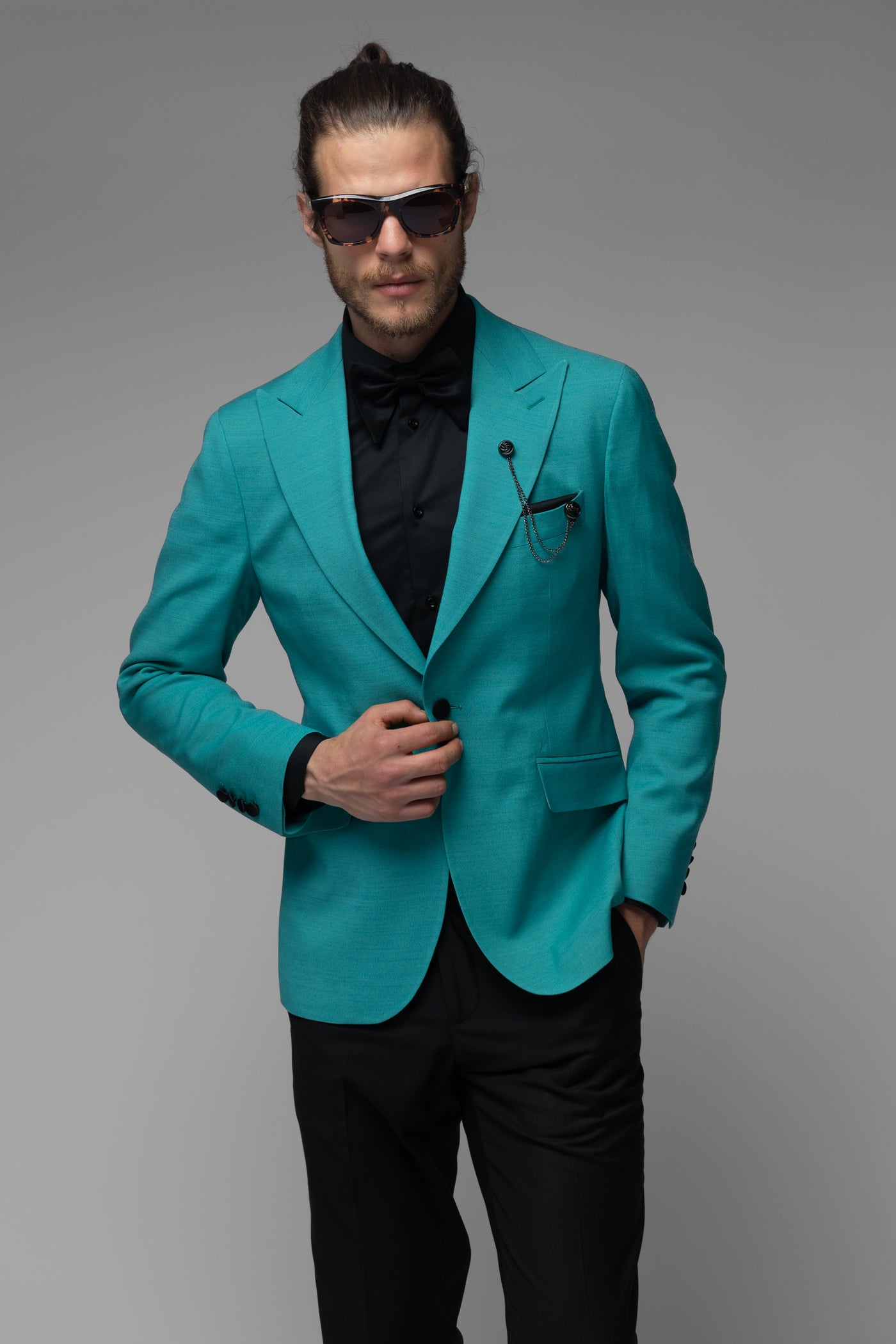 Sacou Barbati, Sacou Turcoaz din Lana, Sacou Barbati Elegant