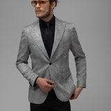 Sacou Barbati, Sacou cu Imprimeu, Sacou cu Imprimeu Argintiu, Sacou Elegant Barbati